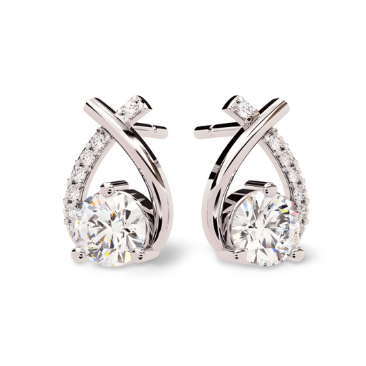 LGD Solitaire Ear Studs (1.33 cts) Round Stone DCER-40