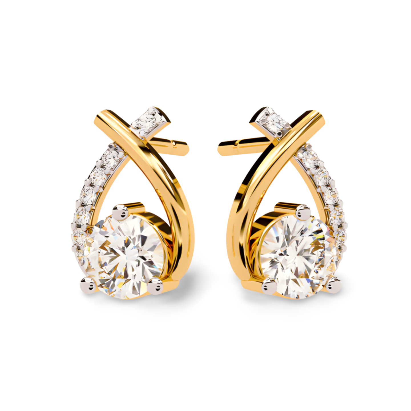 LGD Solitaire Ear Studs (1.33 cts) Round Stone DCER-40