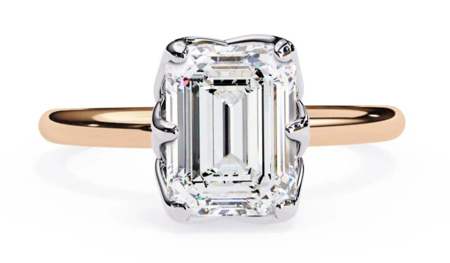 LGD Ring Emerald-Cut  Stone (2.00 ct) In 14K Gold