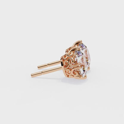LGD Solitaire Ear Studs (3.10 cts) Round Stone DCER-6
