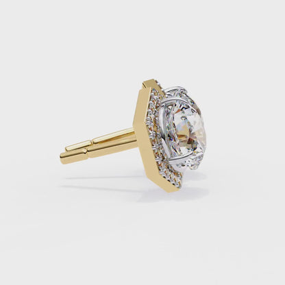 LGD Solitaire Ear Studs (2.36 cts) Hexagonal  DCER-28